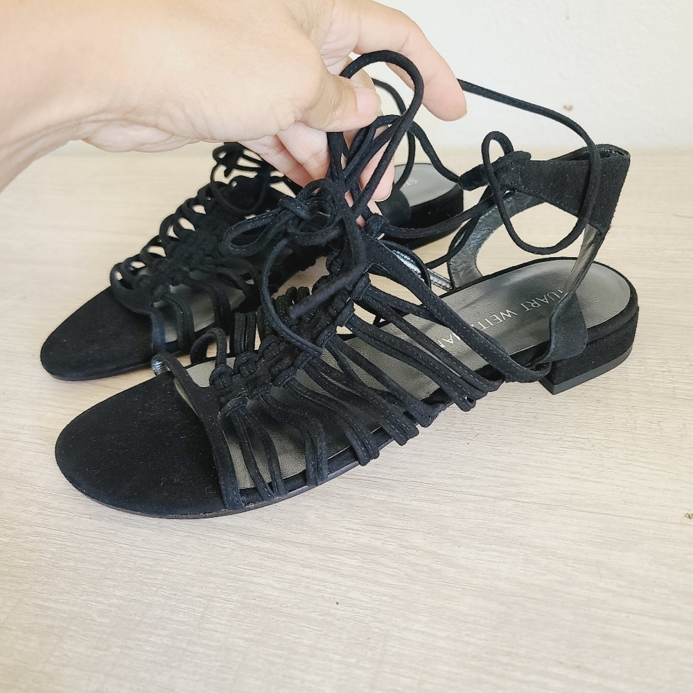 Stuart Weitzman Black Gladiator Sandals Size 9 - Picture 3 of 6